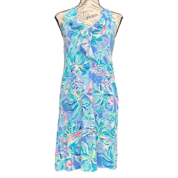 Lilly Pulitzer Shay Dress in Bennet Blue Celestial Seas in Size XS - Picture 3 of 10